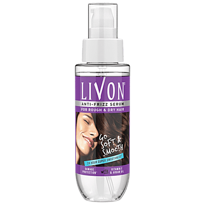 Livon Serum Anti-frizz Serum - For Rough & Dry Hair, With Vitamin E & Argan Oil, Damage Protection, 100 ml