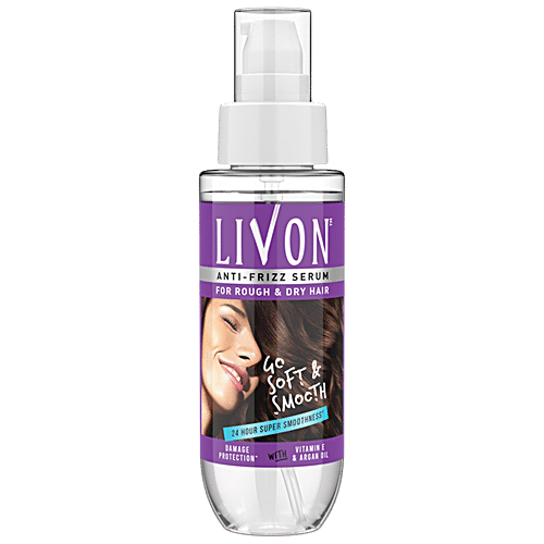 Livon Serum Anti-frizz Serum - For Rough & Dry Hair, With Vitamin E & Argan Oil, Damage Protection, 100 ml