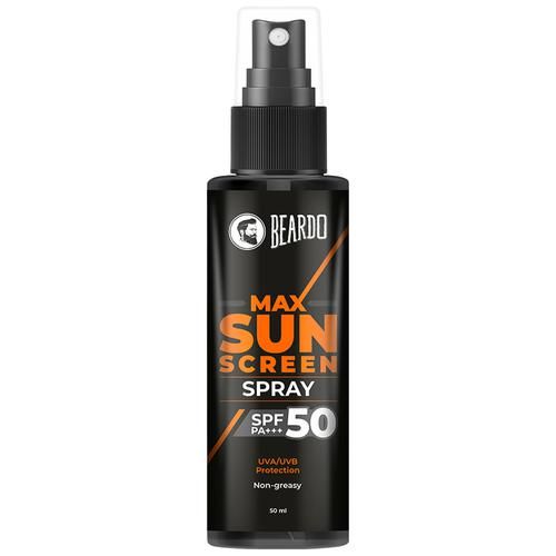 Beardo Max Sunscreen Spray - SPF 50, UVA/UVB Protection, Non Greasy, 50 ml