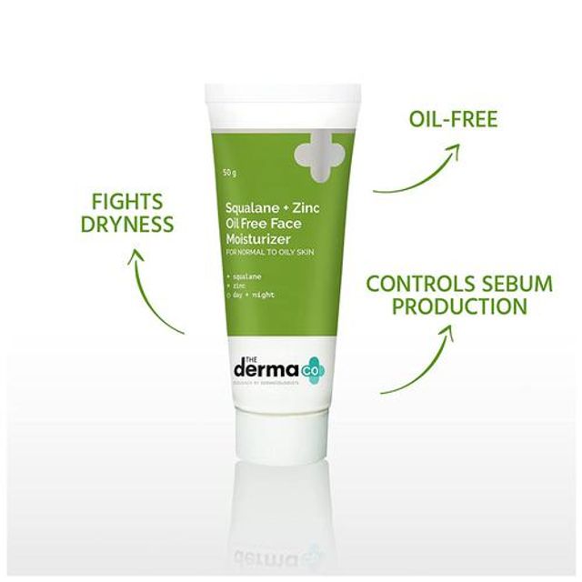 The Derma Co Squalane & Zinc Oil-Free Face Moisturizer - Fights Dryness, For Normal To Dry Skin, 50 g