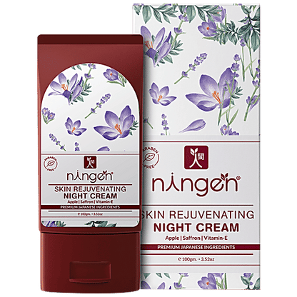 Ningen Skin Rejuvenating Night Cream - Apple, Saffron & Vitamin E, Soothes The Skin, 100 g