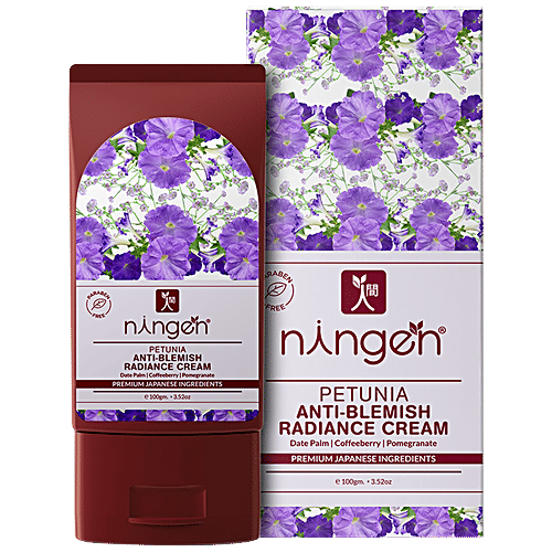 Ningen Petunia Anti-Blemish Radiance Cream - Date Palm, Coffeeberry & Pomegranate, Treats Wrinkles, 100 g