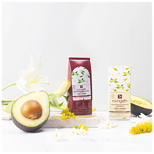 Ningen Jasmine Daily Cream - Witch Hazel, Avocado & Lily, For Soft, Glowing Skin, 100 g