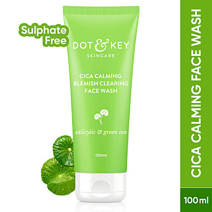 Dot & Key CICA Calming Blemish Clearing Face Wash - Salicylic & Green Tea, Reduces Acne, 100 ml