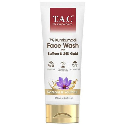 TAC - The Ayurveda Co. 7% Kumkumadi Face Wash With Saffron & 24k Gold, 100 ml