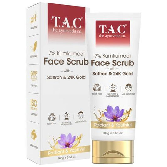 TAC - The Ayurveda Co. 7% Kumkumadi Face Scrub With Saffron & 24k Gold, 100 g