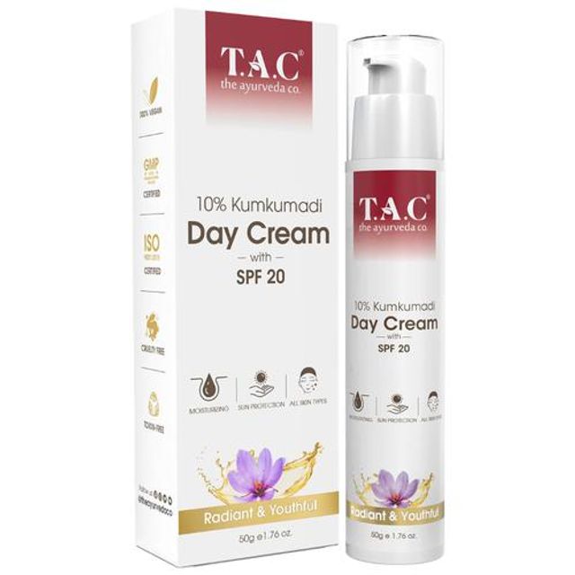 TAC - The Ayurveda Co. 10% Kumkumadi Day Cream With SPF 20, 50 g