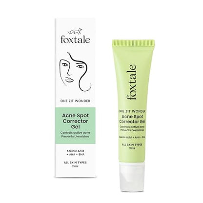 Foxtale 2% Salicylic Acid Acne Spot Corrector Gel with2% Azelaic Acid & 3% Glycolic Acid |Reduces Pimples Overnight