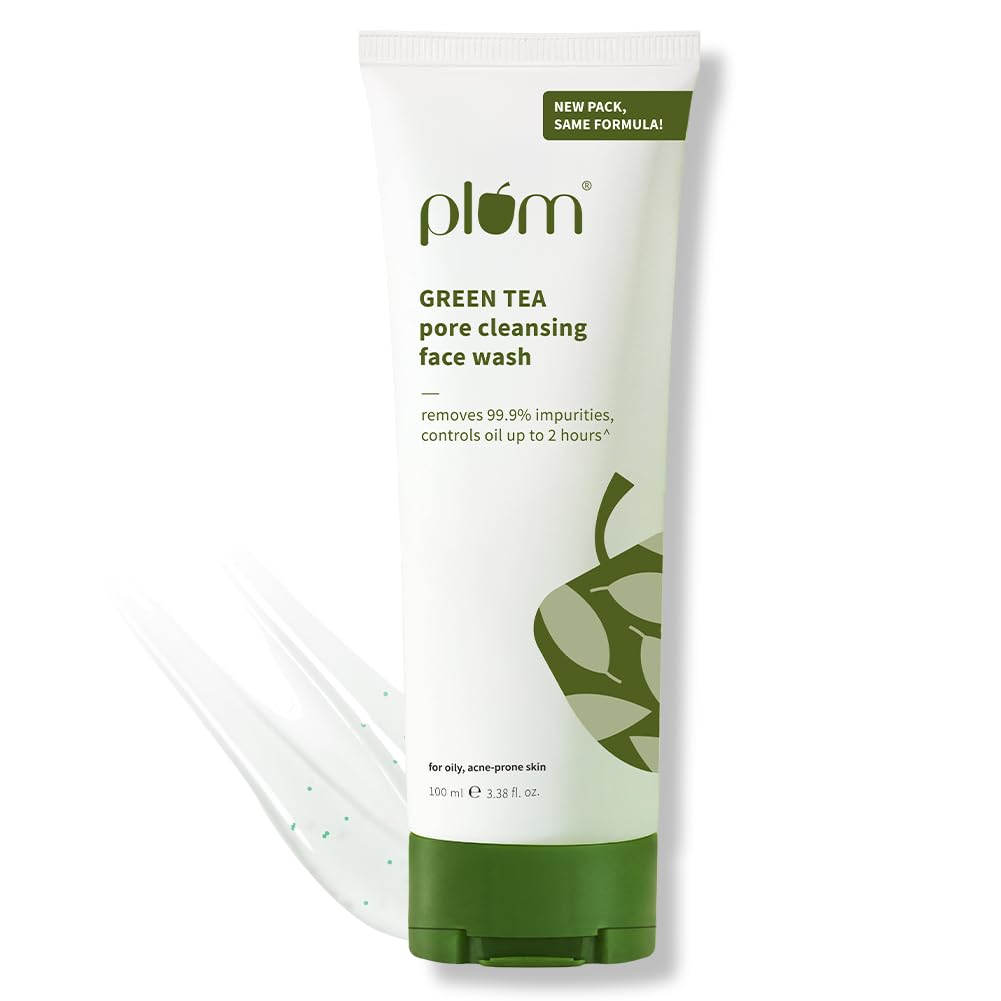 Plum Green Tea Pore Cleansing Face Wash for Oily, Acne Prone, Dry & Combination Skin | with Glycolic Acid | Fight Pimples & Control Excess Oil 100ml