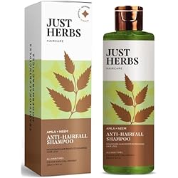 Just Herbs 8 in 1 Root Nourishing Amla Neem Hair Fall Control Shampoo For Men & Women - Suitable For Oily Hair Scalp, Sulphate & Paraben Free 200 ml