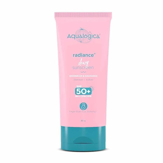 Aqualogica Radiance+ Dewy Sunscreen SPF 50+ PA+++ | Lightweight texture for oily, combination, acne prone skin