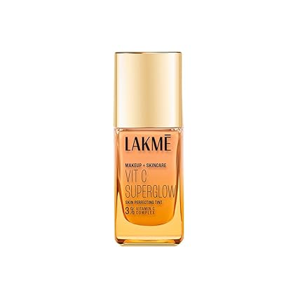 LAKMÉ Makeup+Skincare VitC Superglow Skin Perfecting Medium Liquid Tint, Warm Natural W180