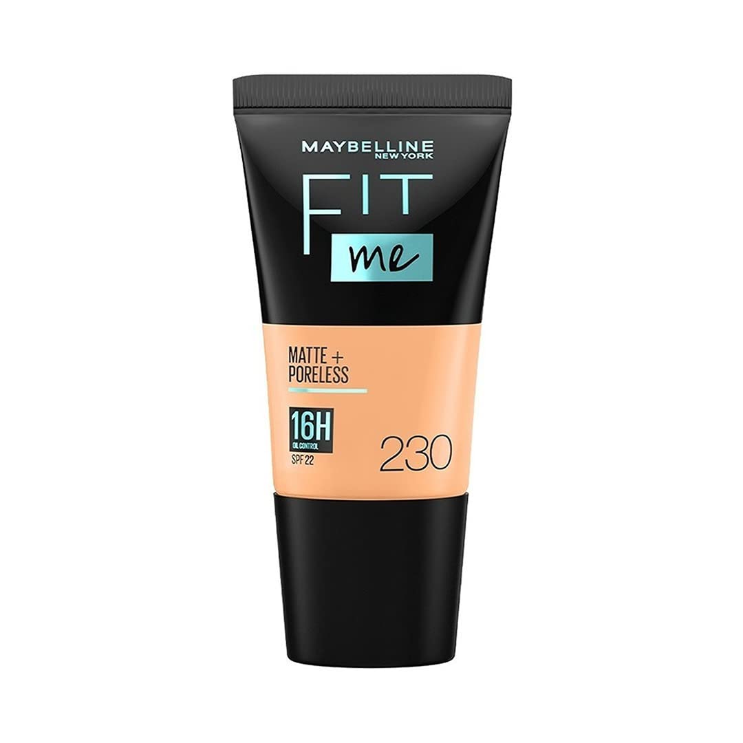 Maybelline New York Liquid Foundation, Matte & Poreless, Full Coverage Blendable Normal to Oily Skin, 230 Natural Buff, 18ml