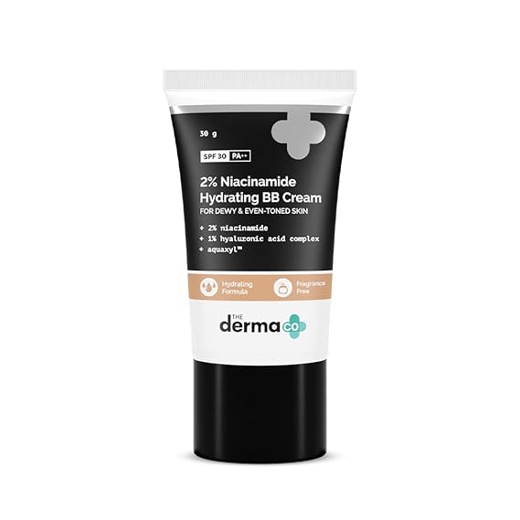 The Derma Co 2% Niacinamide Hydrating BB Cream with SPF 30 PA++ Enriched with 1% Hyaluronic Acid Complex & Aquaxyl™ - 30 g