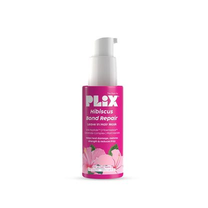 Plix Hibiscus Bond Repair Leave-In Hair Mask | SH Oligopeptide 78 & FiberHance™ | Repairs Damage, Reduces Frizz & Strengthens Hair | Vegan & Sulfate-Free | 50g