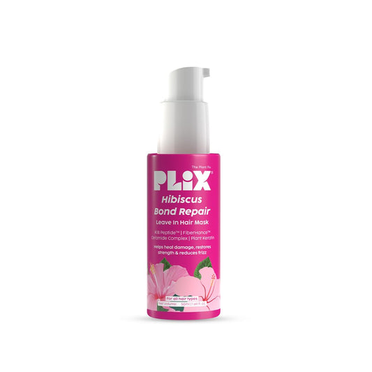 Plix Hibiscus Bond Repair Leave-In Hair Mask | SH Oligopeptide 78 & FiberHance™ | Repairs Damage, Reduces Frizz & Strengthens Hair | Vegan & Sulfate-Free | 50g