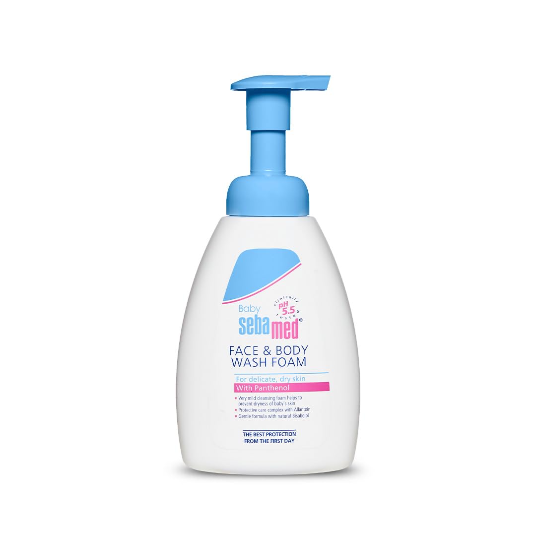 Sebamed Baby Face & Body Wash Foam|pH 5.5|Ideal for face & Body|for Delicate, Dry Skin|400ml