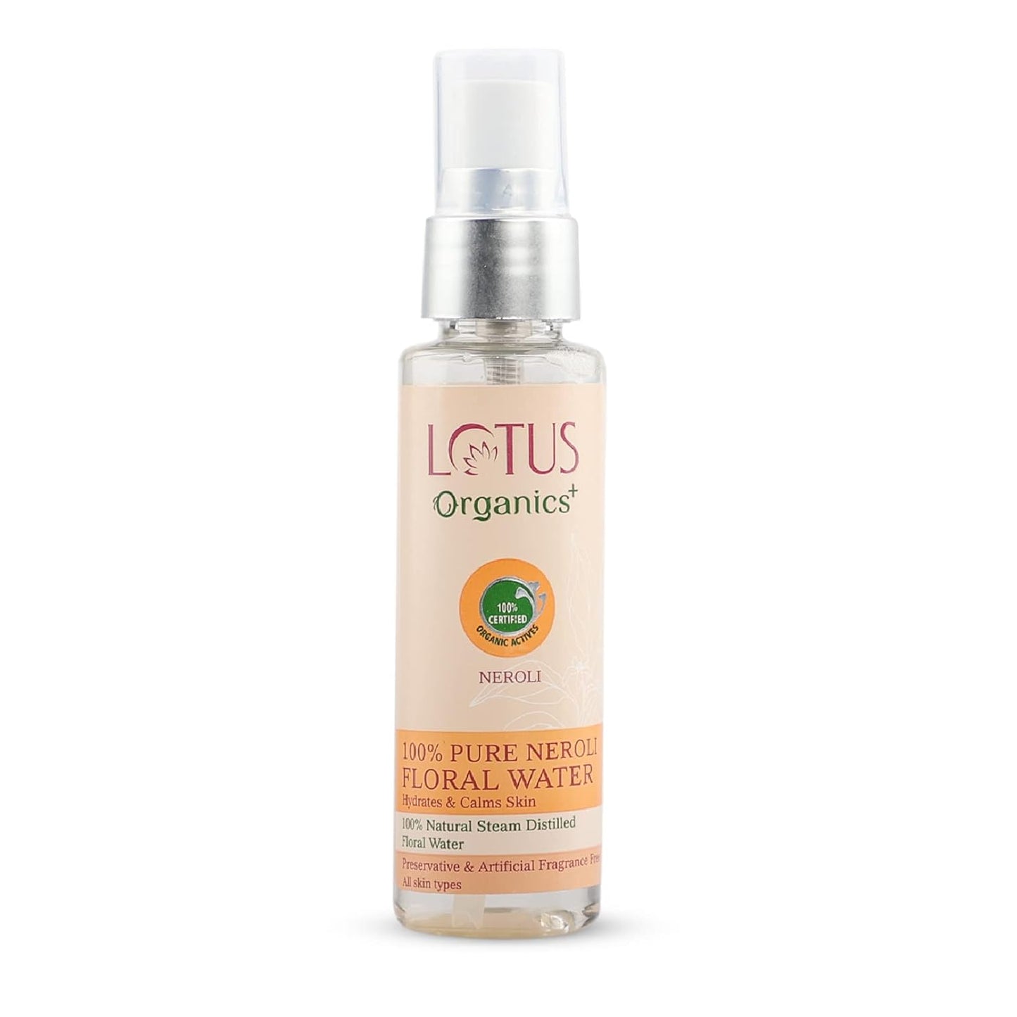 Lotus Organics+ 100% Pure Neroli Floral Water | For Sunburn Irritation & Rashes| No Preservatives & Artificial Fragrance