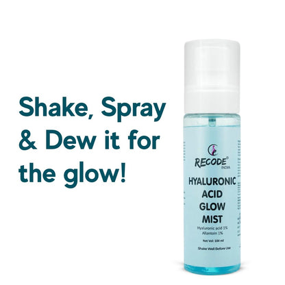 Recode Hyaluronic Acid Glow Mist 100ml Luminious Glow Goodness Extracts of Papaya, Witch Hazel, Cucumber & Aloe Vera