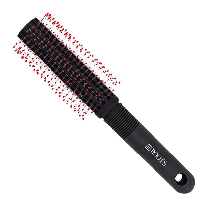 ROOTS Truglam Black Round Hair Brush | Soft Tip Flexible Bristles | Prevent Scalp Scraping & Cuticle Damage Length 8.81 Inch - Model No - 2013
