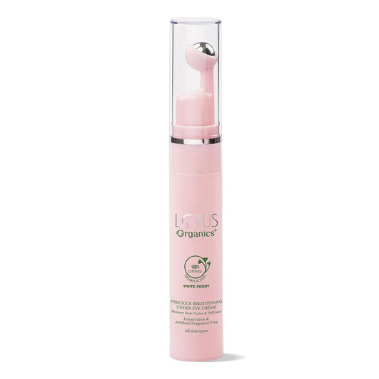 Lotus Organics+ Lotus organic + Precious Brightening Under Eye Cream | 100% Organic White Peony | Sulphate & Paraben Free 15g