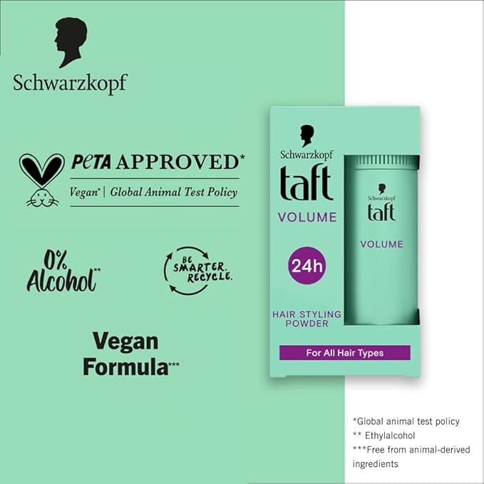 Schwarzkopf TAFT Instant Hair Styling Volume Powder For Fuller Volume And Thickness, Lasts 24 Hours Without Stickiness And Residues