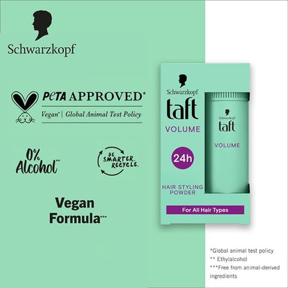 Schwarzkopf TAFT Instant Hair Styling Volume Powder For Fuller Volume And Thickness, Lasts 24 Hours Without Stickiness And Residues