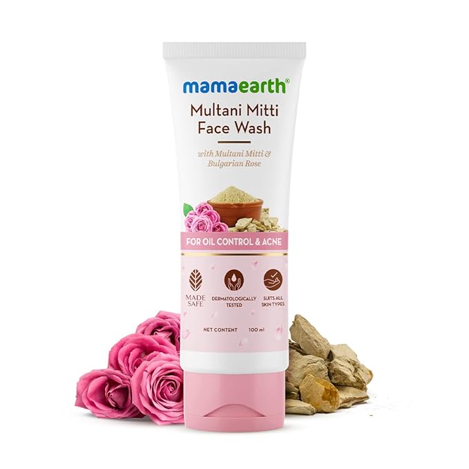 Mamaearth Multani Mitti Face Wash with Multani Mitti & Bulgarian Rose For Oil Control & Acne - 100 ml | Suits All Skin Types | Hydrating & Gentle