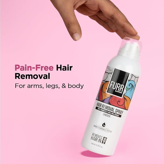 Furr Hair Removal Spray for Men And Women 200ml with Aloe Vera Extract and Vitamin E for Soft Skin | Painless Hair Removal in Just 8min for Chest, Hand, Leg, Underarm and Intimate Area
