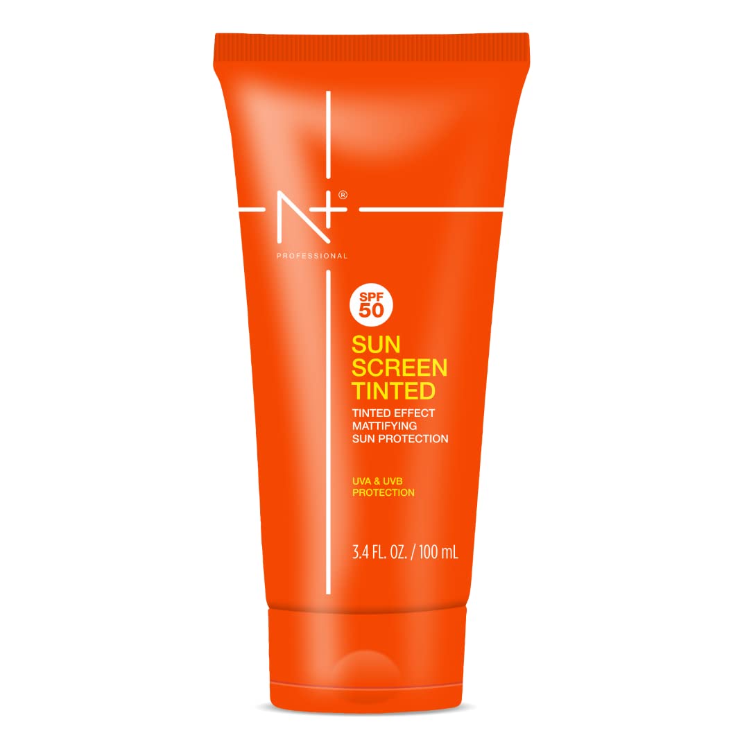 N Plus Professional Sun Screen Tinted SPF 50 with Tinted Effect, Mattifying Sun Protection, UVA & UVB Protection | Pack of 2