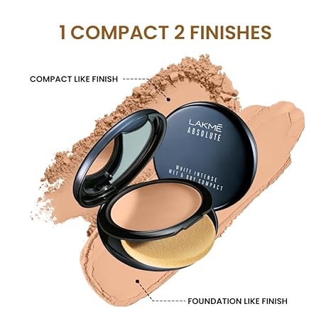 LAKMÉ Showstopper Collection Unreal Dual Cover Pressed Powder, Rose Creme 02, 9 G - Oily, Natural