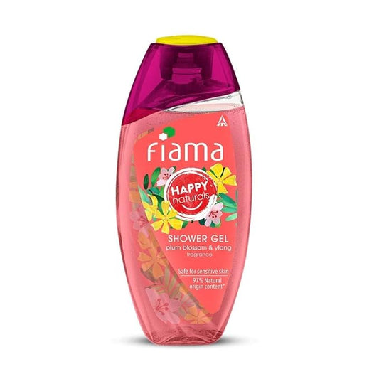 Fiama Happy Naturals Body Wash Shower Gel, Plum Blossom and Ylang, 250ml, Body Wash for Women & Men with Skin Conditioners for Moisturised Skin, 97% Natural Origin Content, Safe on Sensitive Skin Bodywash