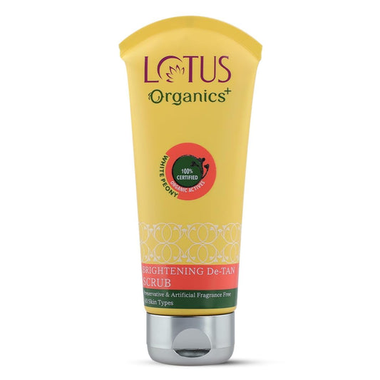 Lotus Organics+ De-Tan Face Scrub | With 100% Certified Organic White Peonies | Reduce Tanning | Combats Sun Damage | Removes Blackheads, Whiteheads & Pigmentation