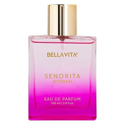 BellaVita SENORITA Woman EDP – Long-Lasting Floral & Fruity Women's Premium Perfume, Ideal for Indian Weather | Yuzu, Lotus, Magnolia, Musk | Perfect for Day Events, 100ML