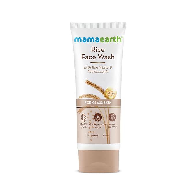 Mamaearth Rice Face Wash With Rice Water & Niacinamide for Glass Skin | For Hydrated & Even Skin Tone