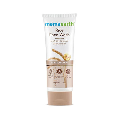 Mamaearth Rice Face Wash With Rice Water & Niacinamide for Glass Skin | For Hydrated & Even Skin Tone