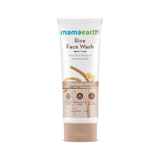 Mamaearth Rice Face Wash With Rice Water & Niacinamide for Glass Skin | For Hydrated & Even Skin Tone