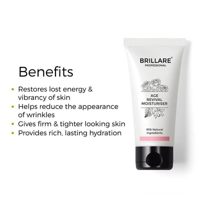 Brillare Professional Age Revival Moisturizer with Rose, Lotus & Tree Fern Anti-Aging Moisturizer for Wrinkles & Fine Lines