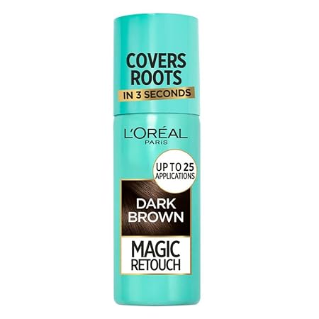 L'Oreal Paris Instant Root Concealer Spray, Ideal for Touching Up Grey Root Regrowth, Magic Retouch, 2 Dark Brown, 75ml
