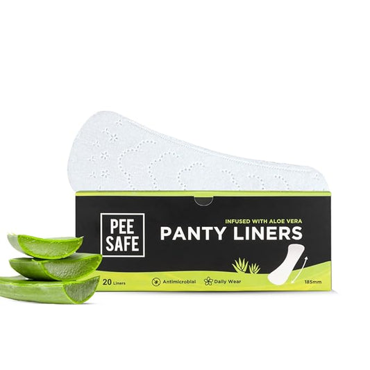 Pee Safe Panty Liners For Women Daily Use with Aloe Vera - 20 Liners | 185mm Long (Large Size)