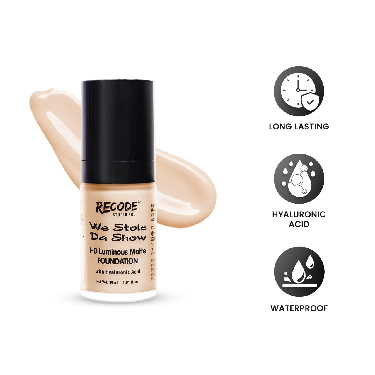 Recode HD Luminous Matte Foundation 30 ML | 06 | JAMBUDVIPA
