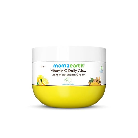 Mamaearth Vitamin C Daily Glow Light Moisturizing Cream with Vitamin C & Turmeric 200g | For Face, Hand & Body | 24H Moisturization | Quick Absorbing, Non-Greasy