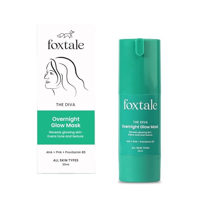 Foxtale Overnight Glow Mask | 4% Glycolic Acid | 3% Lactic Acid |Reduces Blackheads