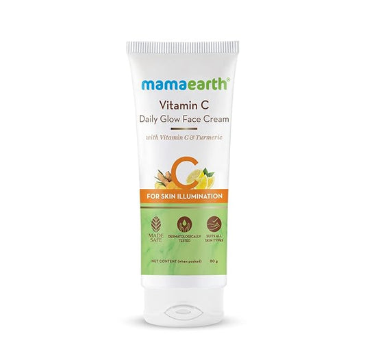 Mamaearth Vitamin C Daily Glow Face Cream With Vitamin C & Turmeric For Skin Illumination - 80 G