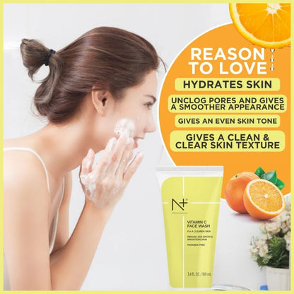 N Plus Professional Vitamin C Face Wash 100ml | Brightening & Deep Cleansing Face Wash for Clear & Glowing Skin