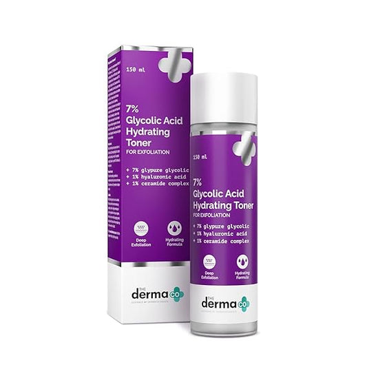 The Derma Co. 7% Glycolic Acid Hydrating Toner | Hyaluronic Acid & Ceramide Complex | For Glowing Skin | Multi-Purpose Exfoliating Toner For Face,Body,Underarms & Scalp