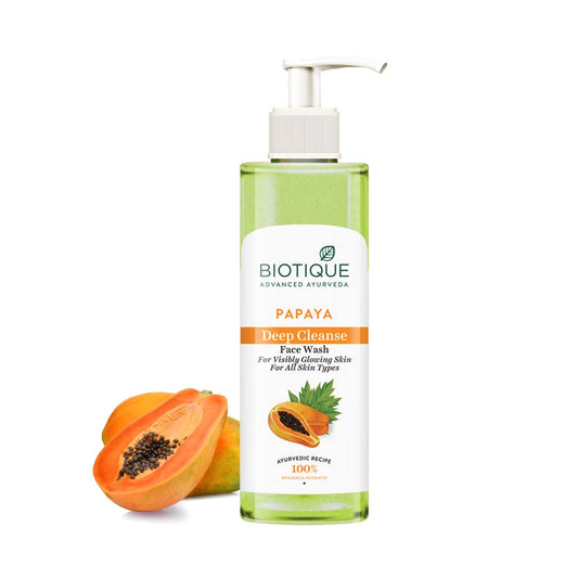 Biotique Papaya Deep Cleanse Face Wash | Gentle Exfoliation | Visibly Glowing Skin | 100% Botanical Extracts, 200ml