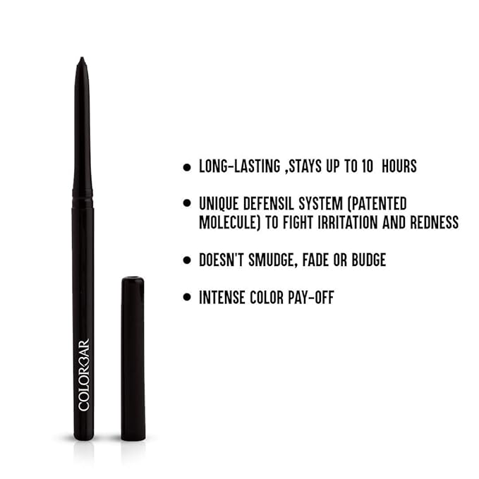 Colorbar Mesmereyes Kajal, Black 001, 0.35g | Moisturizing| Smudgeproof | Long lasting