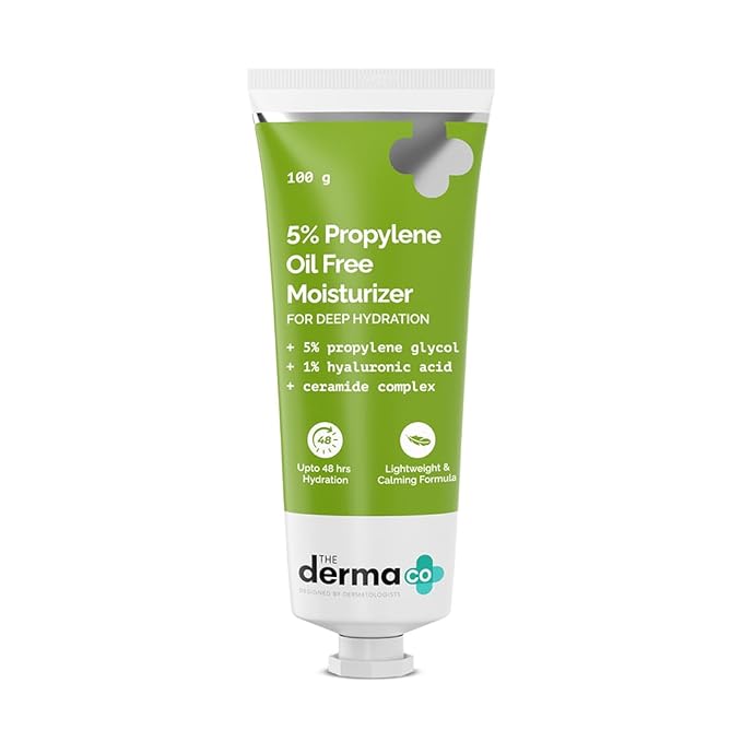 The Derma Co 5% Propylene Oil-Free Moisturizer with Propylene Glycol & Hyaluronic Acid Hydration Lightweight Formula For Oily Skin 100 g