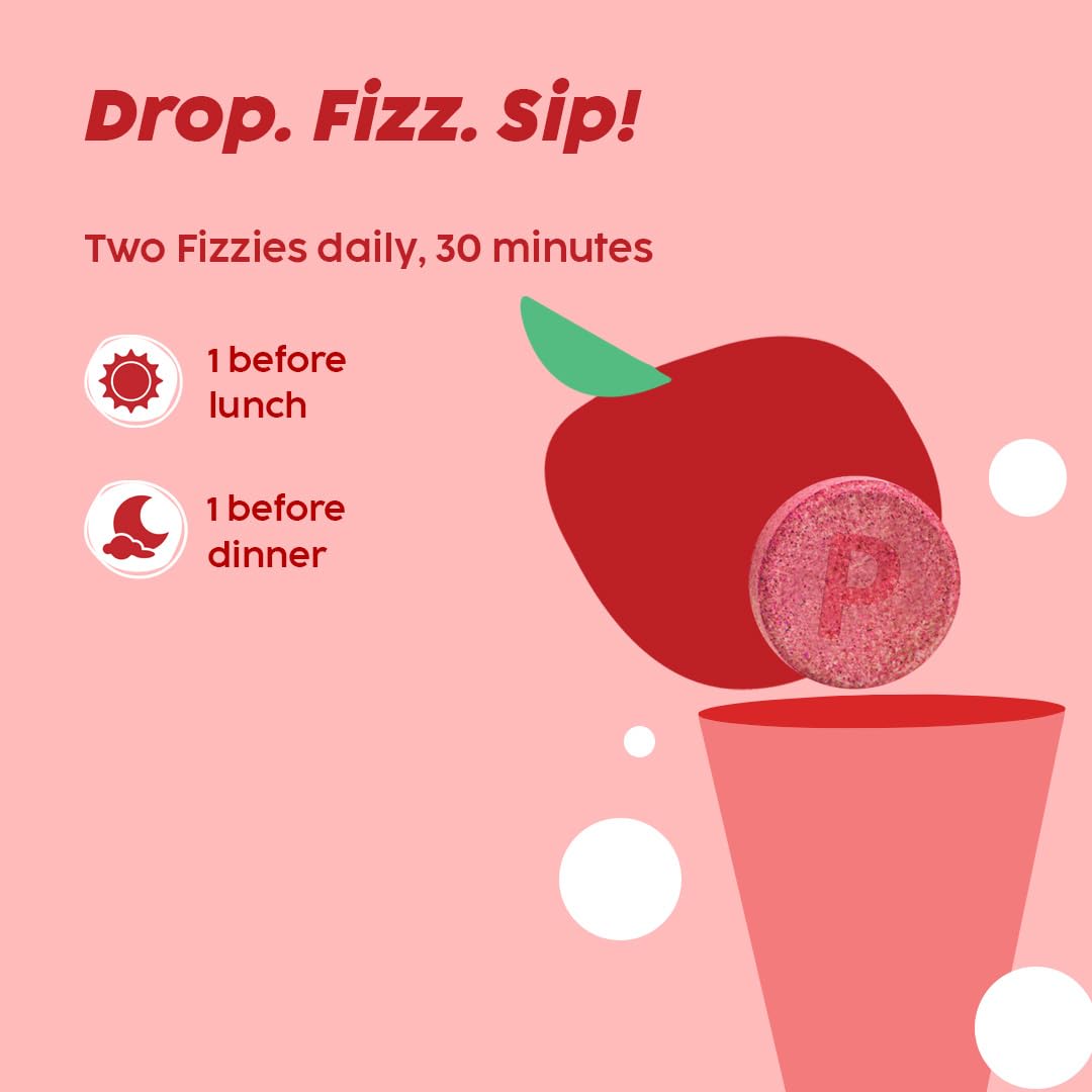 PLIX - THE PLANT FIX Apple Cider Vinegar Effervescent | With Mother ACV | Vitamin B6 & B12